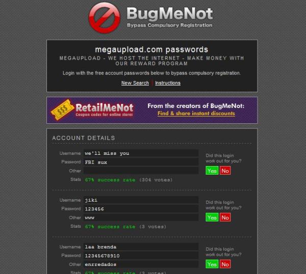 Bugmenot : Web to by pass compulsory registration. 